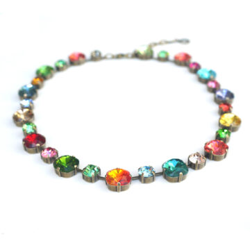 Large Swarovski Crystal Necklace - Multicolour  / Gold
