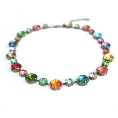 Large Swarovski Crystal Necklace - Multicolour  / Gold