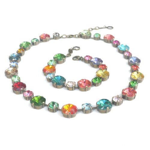 Large Swarovski Crystal Necklace - Multicolour  / Gold - Image 4