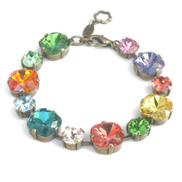 Large Swarovski Crystal Bracelet - Multicolour / Gold