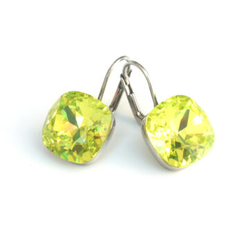 Square Crystal Drop - Shiny Lime / Silver