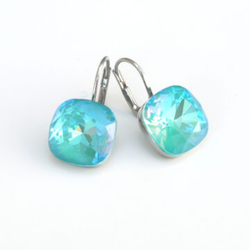 Square Crystal Drop - Laguna Delite / Silver