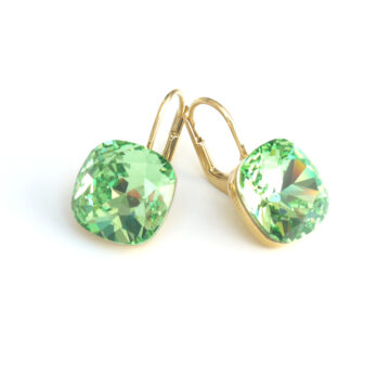 Square Crystal Drop - Peridot / Gold