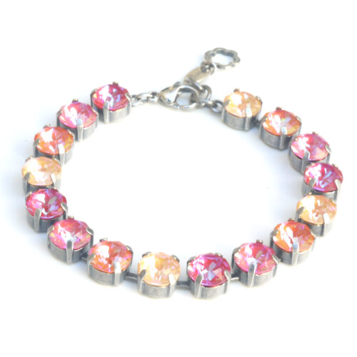 Swarovski Crystal Bracelet - Multi Orange Delite Mix / Silver