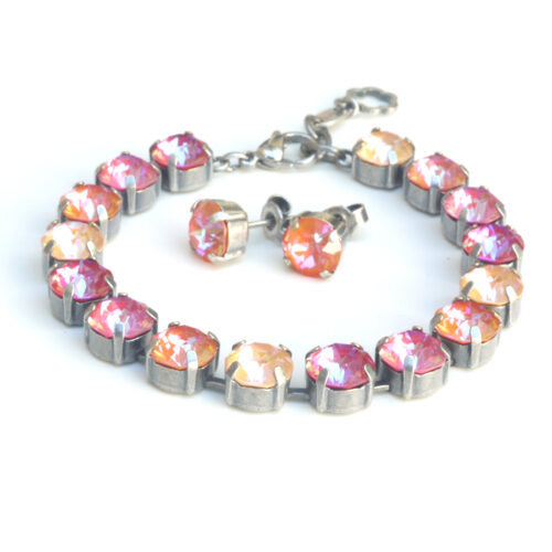 Swarovski Crystal Necklace - Multi Orange Delite Mix / Silver - Image 3