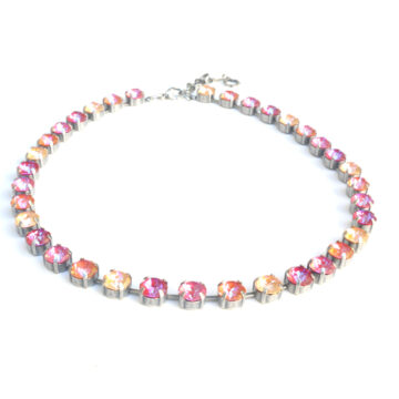 Swarovski Crystal Necklace - Multi Orange Delite Mix / Silver
