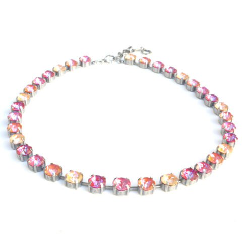 Swarovski Crystal Necklace - Multi Orange Delite Mix / Silver
