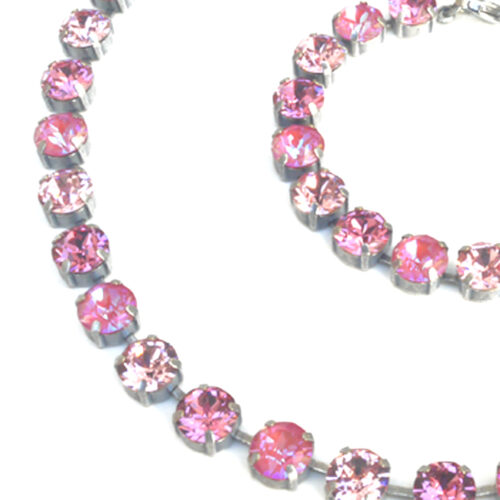 Small Swarovski Drop Earrings - Lotus Pink / Silver - Image 2