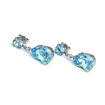 2-part Crystal Drop - Aquamarine / Silver