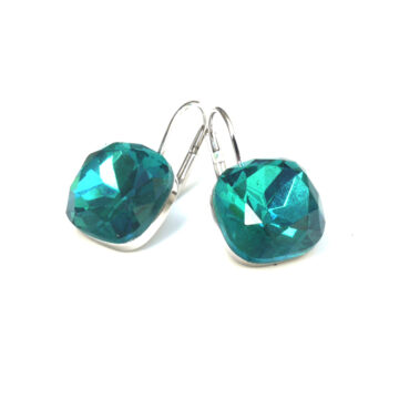 Swarovski Crystal Square Drop - Indicolite / Silver