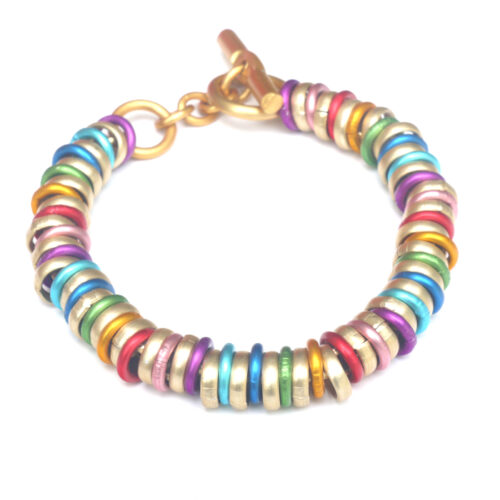 Aluminium Jewellery Chain RRK Bracelet Matt Gold / Multicolour