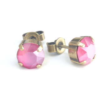 Swarovski Crystal Small Studs - Lotus Pink / Gold
