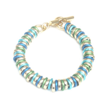 Aluminium Jewellery Chain RRK Bracelet (Small Tube) - Shiny Gold & Marine