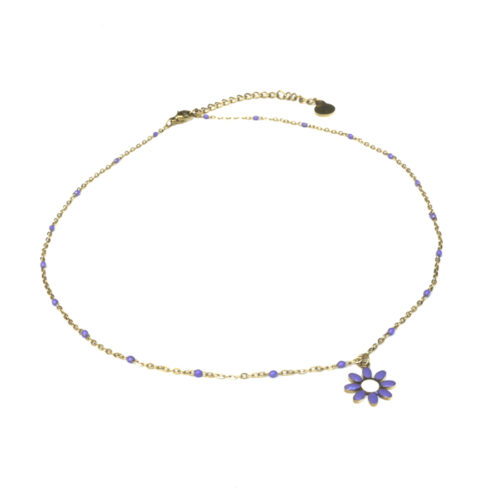 Anartxy Enamel Daisy Pendant - Purple
