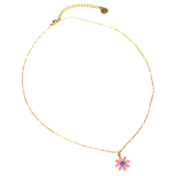 Anartxy Enamel Daisy Pendant - Pink