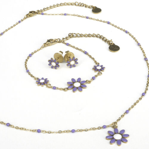 Anartxy Enamel Daisy Pendant - Purple - Image 3