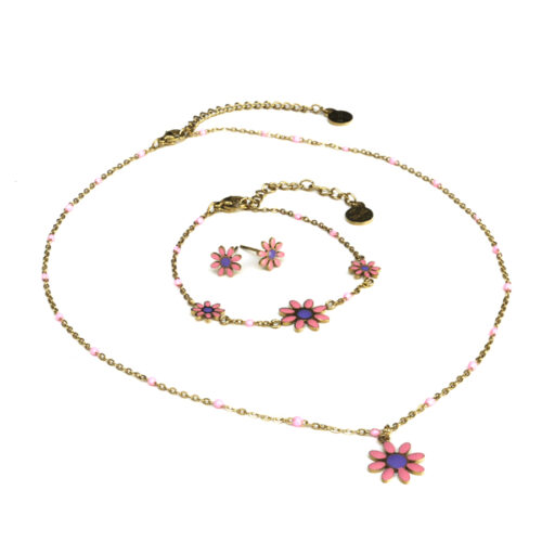 Anartxy Enamel Daisy Pendant - Pink - Image 2