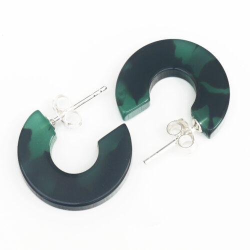 Cellulose Acetate Chunky Hoops - Green Marble