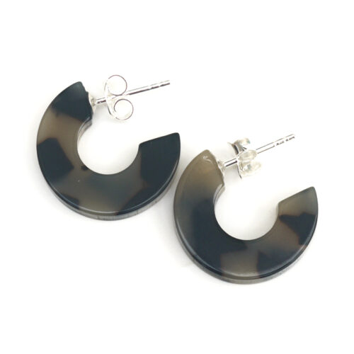 Cellulose Acetate chunky Hoops - Carey Grey - Image 3