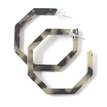 Cellulose Acetate Large Hexagonal Hoops - Carey Grey