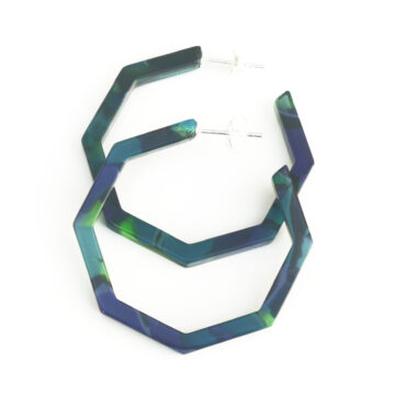 Cellulose Acetate Large Hexagonal Hoops - Multicolour