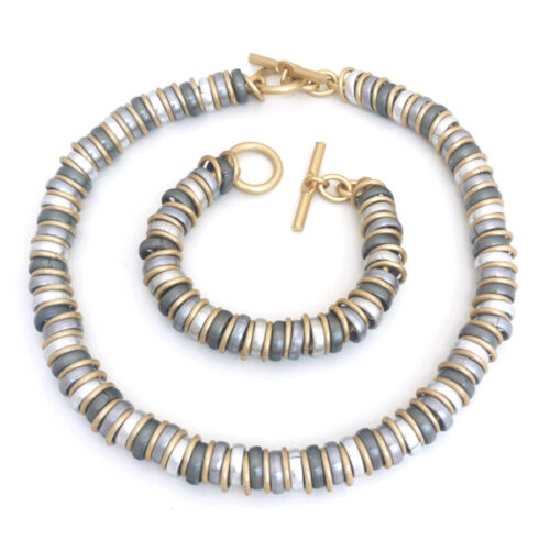 Aluminium Jewellery RRG Bracelet (Large Tube) - Anthracite/Matt Gold - Image 2