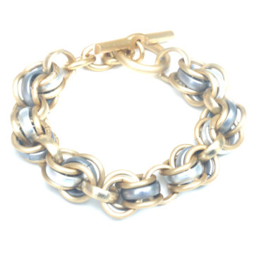 Aluminium Jewellery Chain 4 Bracelet - Matt Gold / Silver