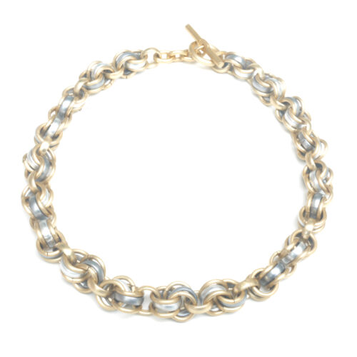 Aluminium Jewellery Chain 4 Bracelet - Matt Gold / Silver - Image 3