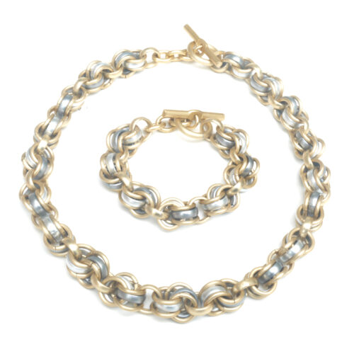 Aluminium Jewellery Chain 4 Bracelet - Matt Gold / Silver - Image 2