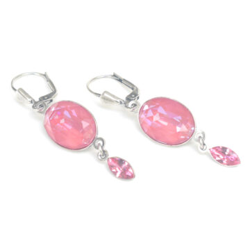 Swarovski Crystal Double Drop - Lotus Pink / Silver