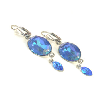 Swarovski Crystal Double Drop - Royal Blue Delite / Silver