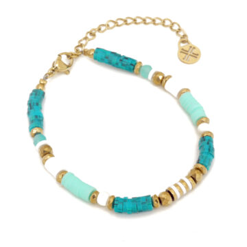Anartxy Heishi Bracelet - Aqua / Gold