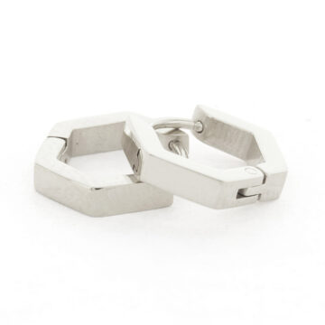 1958 12mm x 3mm Hexagonal Hoops - Rhodium
