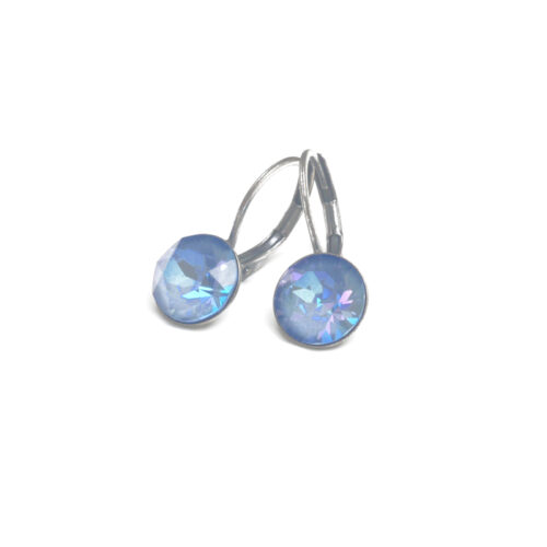 Small Swarovski Drop Earrings - Ocean Delite / Silver