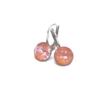 Small Swarovski Drop Earrings - Zesty Orange / Silver