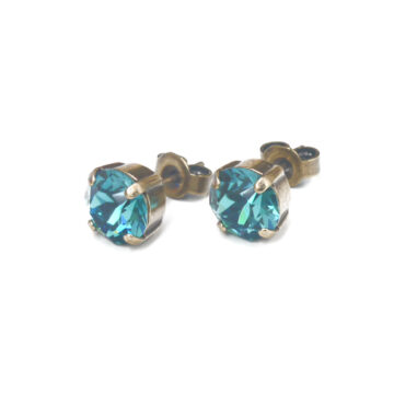 Swarovski Crystal Small Studs - Indicolite / Gold