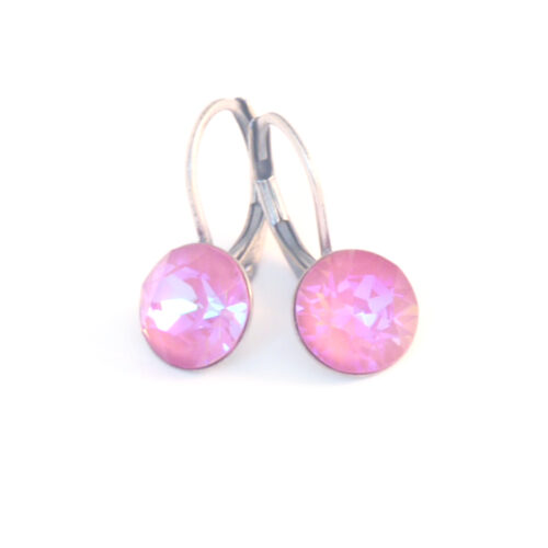 Small Swarovski Drop Earrings - Lotus Pink / Silver
