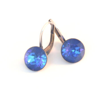 Small Swarovski Drop Earrings - Royal Blue Delite / Gold