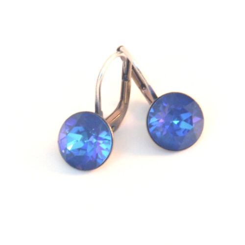 Small Swarovski Drop Earrings - Royal Blue Delite / Gold