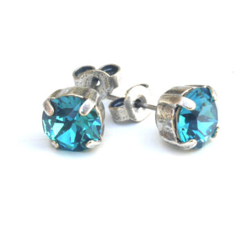 Swarovski Crystal Small Studs - Indicolite / Silver