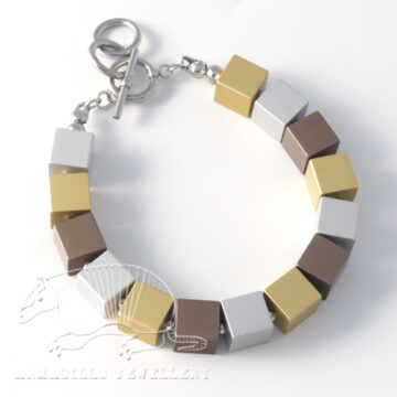 Mooi Large Cube Bead Aluminium Bracelet - Silver Gold Mix