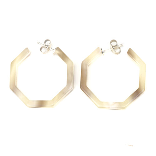 Cellulose Acetate Medium Octagonal Hoops - Cream Marble - Image 2