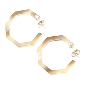 Cellulose Acetate Medium Octagonal Hoops - Cream Marble
