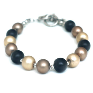 Mooi Cylinder Bead Aluminium Bracelet - Black and Gold Mix