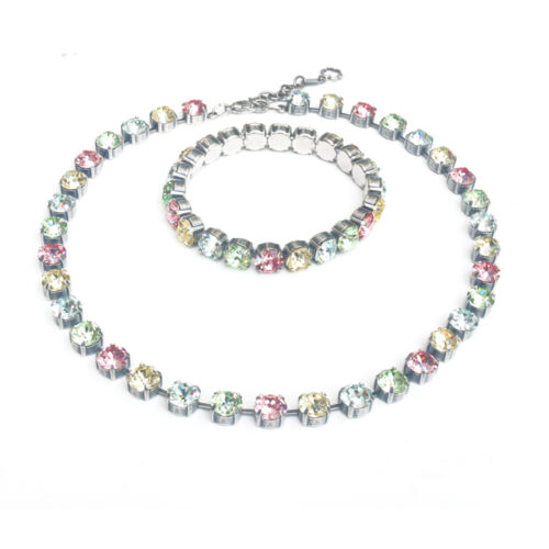 Swarovski Crystal Stretch Bracelet - Pastel Mix / Silver - Image 2