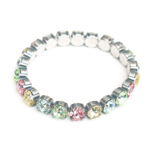 Swarovski Crystal Stretch Bracelet - Pastel Mix / Silver