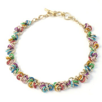 Aluminium Jewellery Chain 15 (Small Loop) Necklace - Multicolour/ Shiny gold
