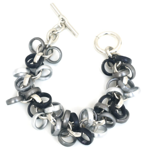 Aluminium Jewellery Chain 9 Bracelet ( Waterfall) - Black, Anthracite / Silver
