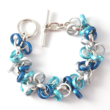 Aluminium Jewellery Chain 9 Bracelet ( Waterfall) - Blue / Silver