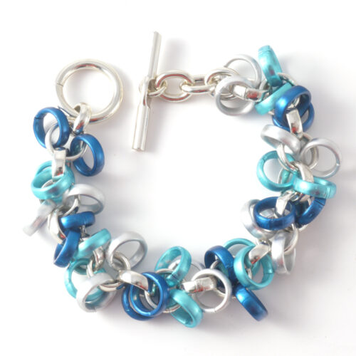 Aluminium Jewellery Chain 9 Bracelet ( Waterfall) - Blue / Silver